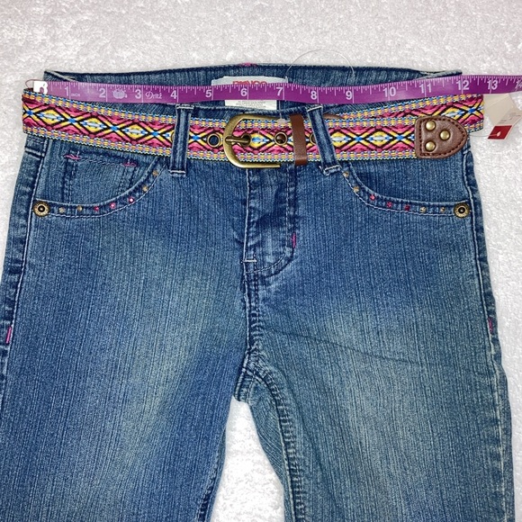 NWT bongo Bermudan denim blue jean belted embroidered rhinestones size 10 - Picture 5 of 6